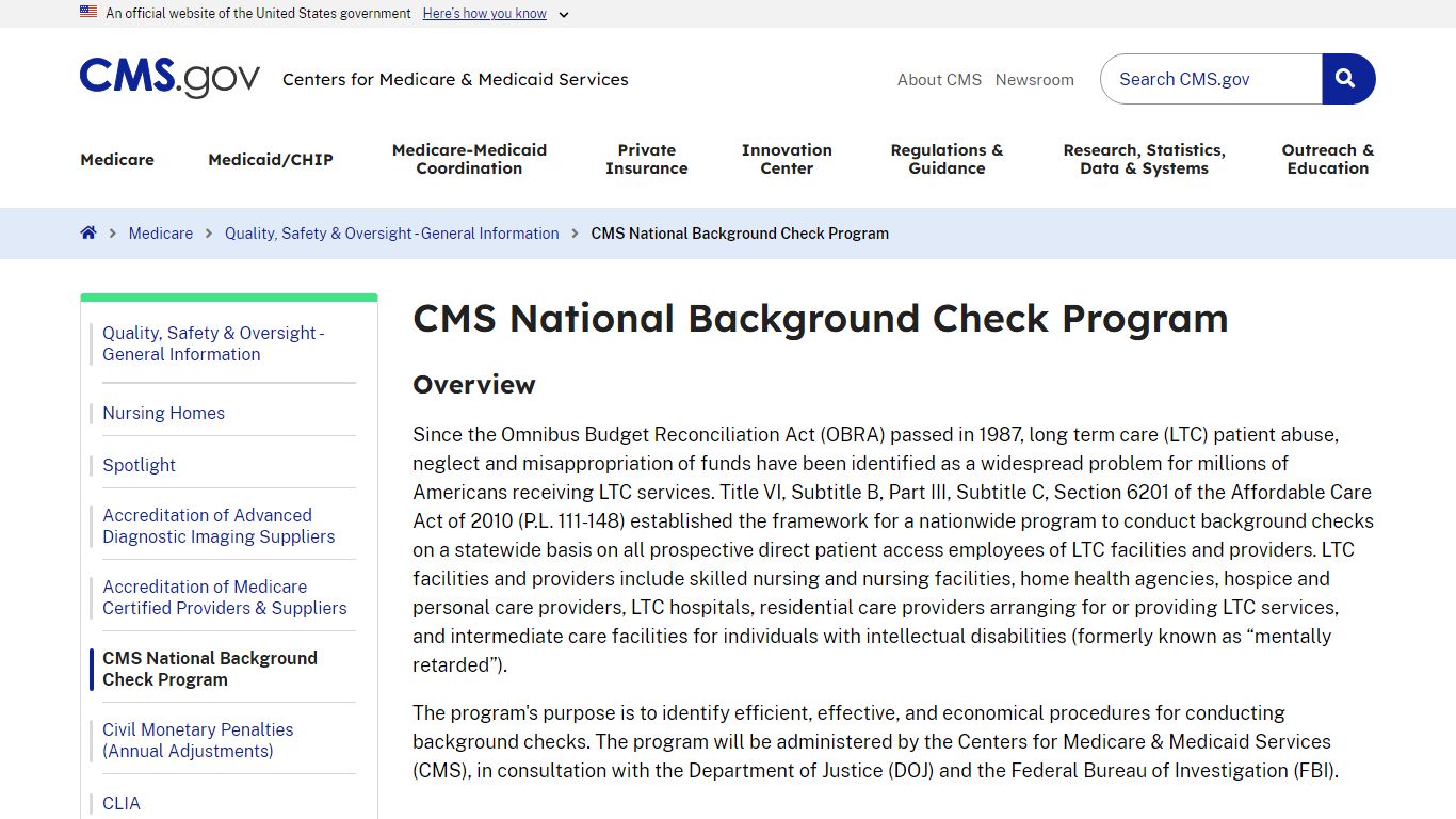 CMS National Background Check Program | CMS - Centers for Medicare ...