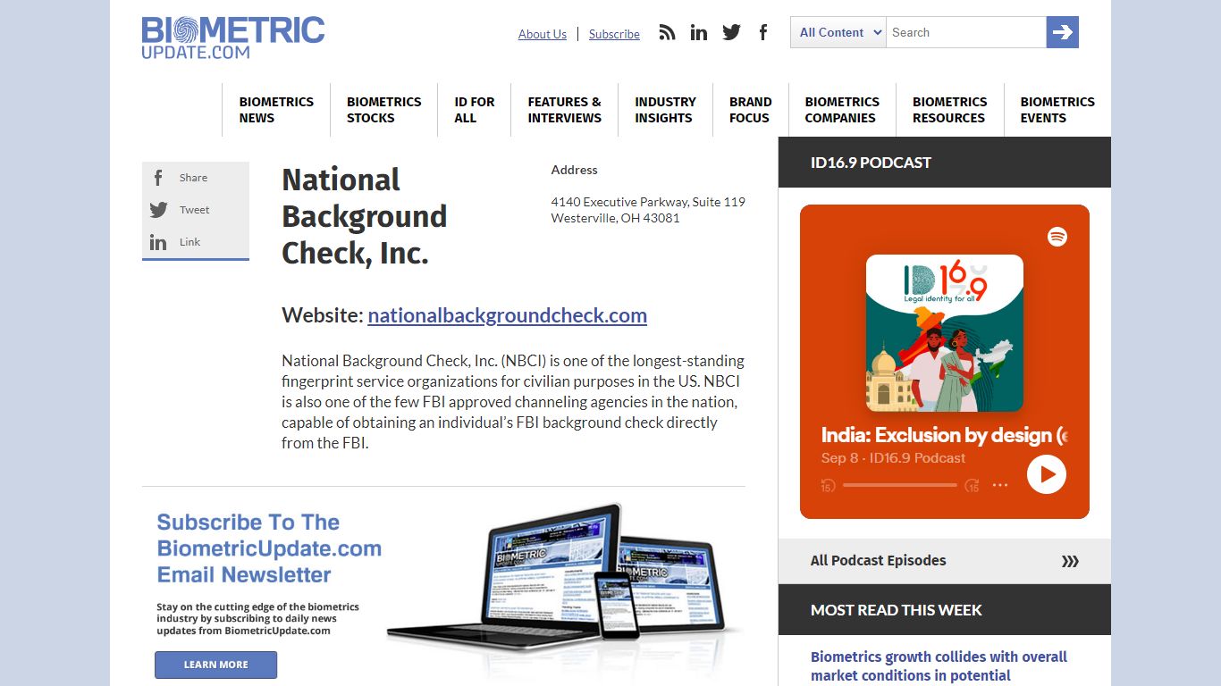 National Background Check, Inc. | Biometric Update
